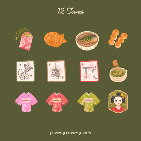 Kyoto - Post 04_square Kyoto – Digital Desktop Organizer Wallpaper + Icons Set