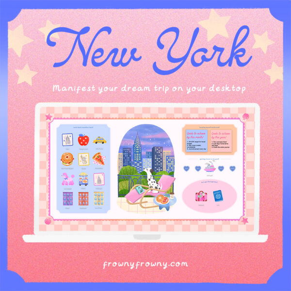 New York - Post 01_square New York – Digital Desktop Organizer Wallpaper + Icons Set